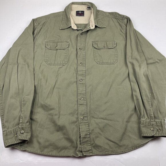 Wrangler Chambray Button Up Shirt Men’s XL Denim Long Sleeve Green Cotton - Picture 2 of 8